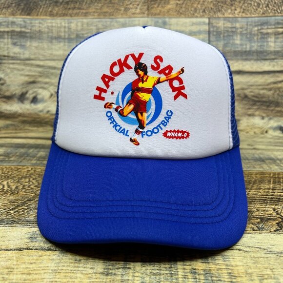 Hacky Sack Unisex Trucker Hat Blue Retro Vintage Toys And Games Ball Cap - Picture 2 of 7